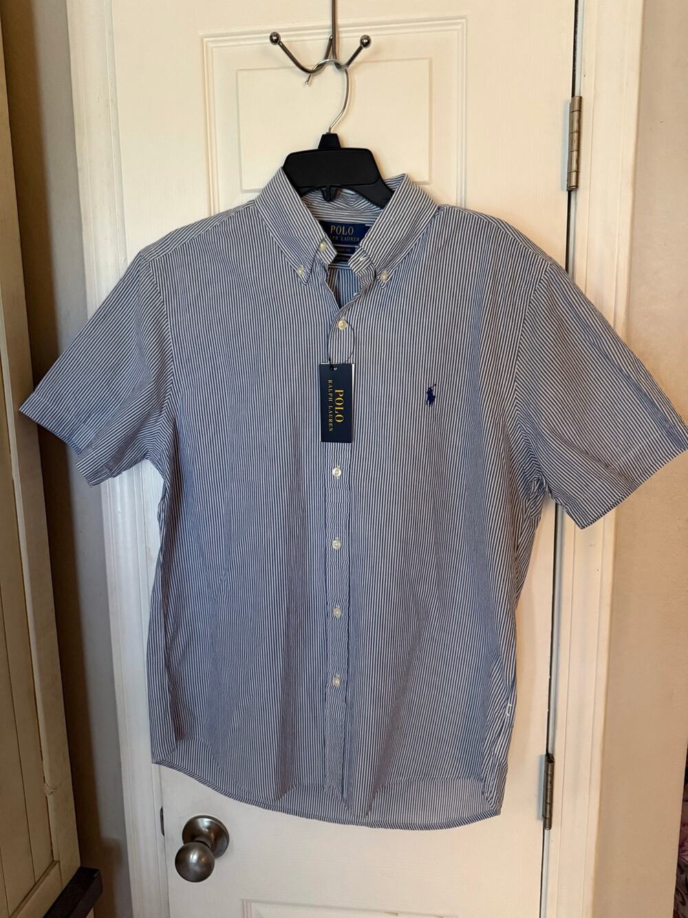 Polo Ralph Lauren Men’s M Classic Fit Blue Stripe Short Sleeve Shirt NWT